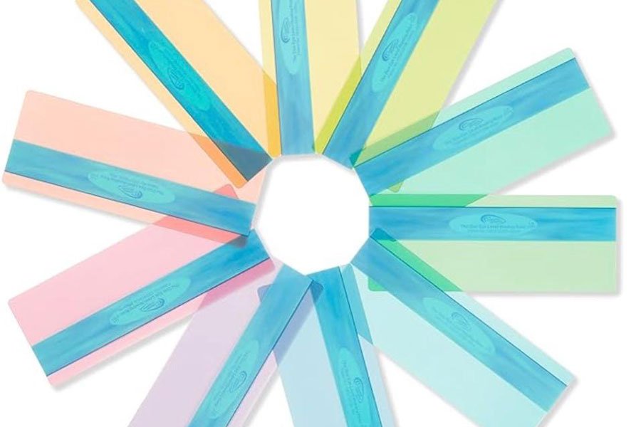 Coloured overlays arranged in a circle